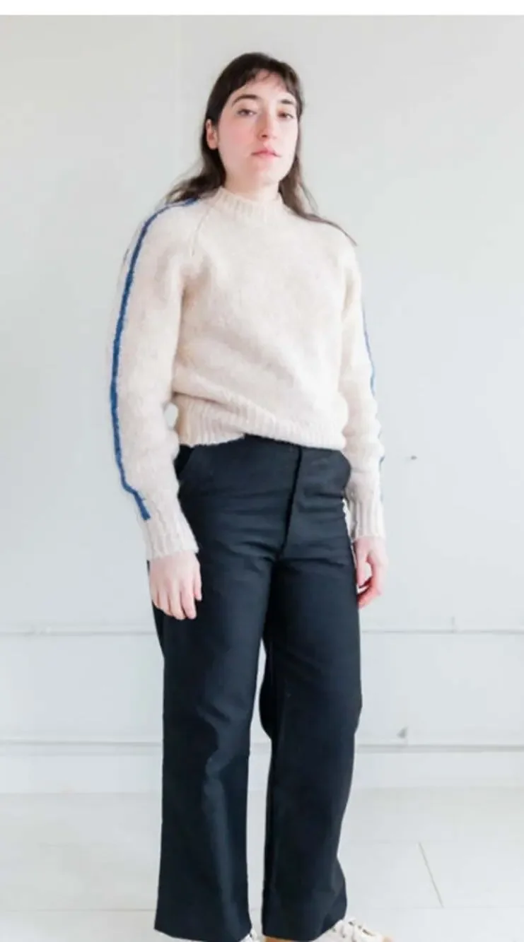 Paloma Wool Grandslam Knit Sweater in Ecru Womans XXL Alpaca Wool Blue Stripe